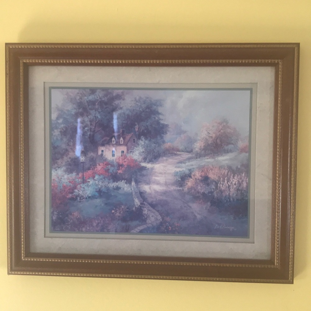 Framed print country road and home